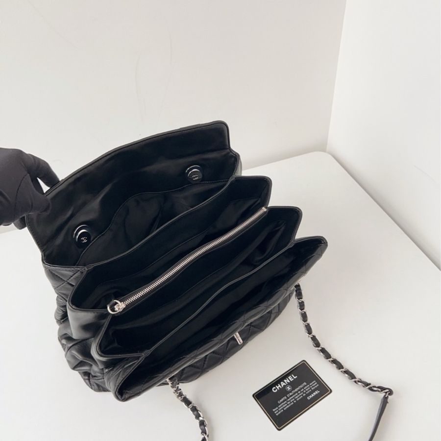 💎Chanel香奈兒｜黑銀菱格 tote 單肩包｜98新-9
