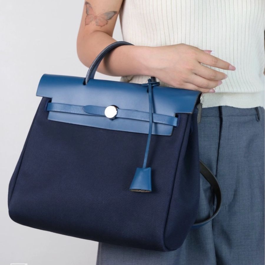 🐎Hermes愛馬仕｜Herbag31 單肩包深藍色銀扣｜98新｜框E刻-0