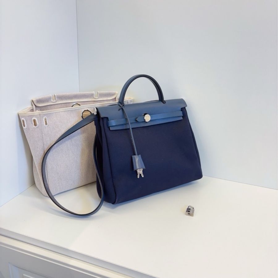 🐎Hermes愛馬仕｜Herbag31 單肩包深藍色銀扣｜98新｜框E刻-2