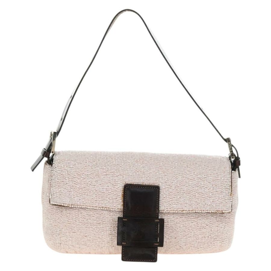 【日本直送】FENDI 串珠 Mamma Baguette 單肩包 粉紅銀色 正品 182678SAM-12