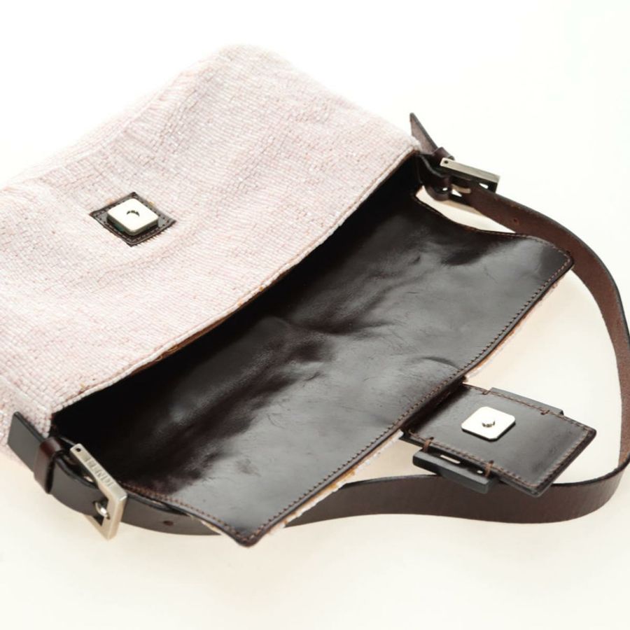 【日本直送】FENDI 串珠 Mamma Baguette 單肩包 粉紅銀色 正品 182678SAM-20