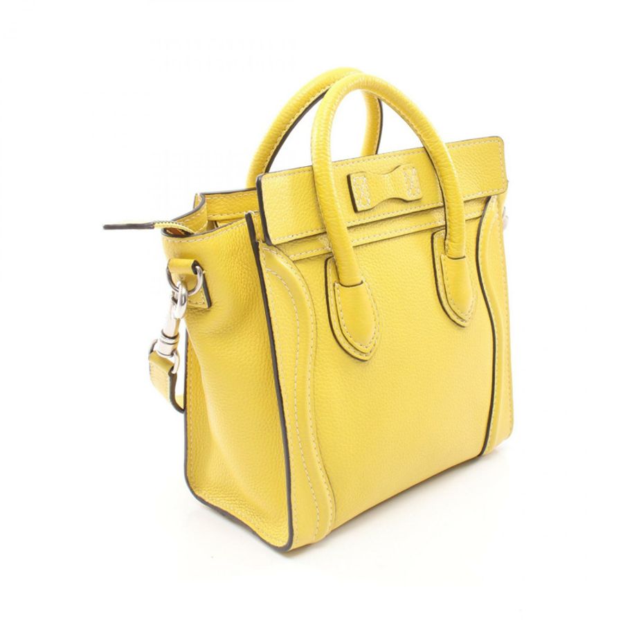 CELINE Luggage Nano Shopper 2WAY 手提包 168243 皮革 黃色 二手 女士-1