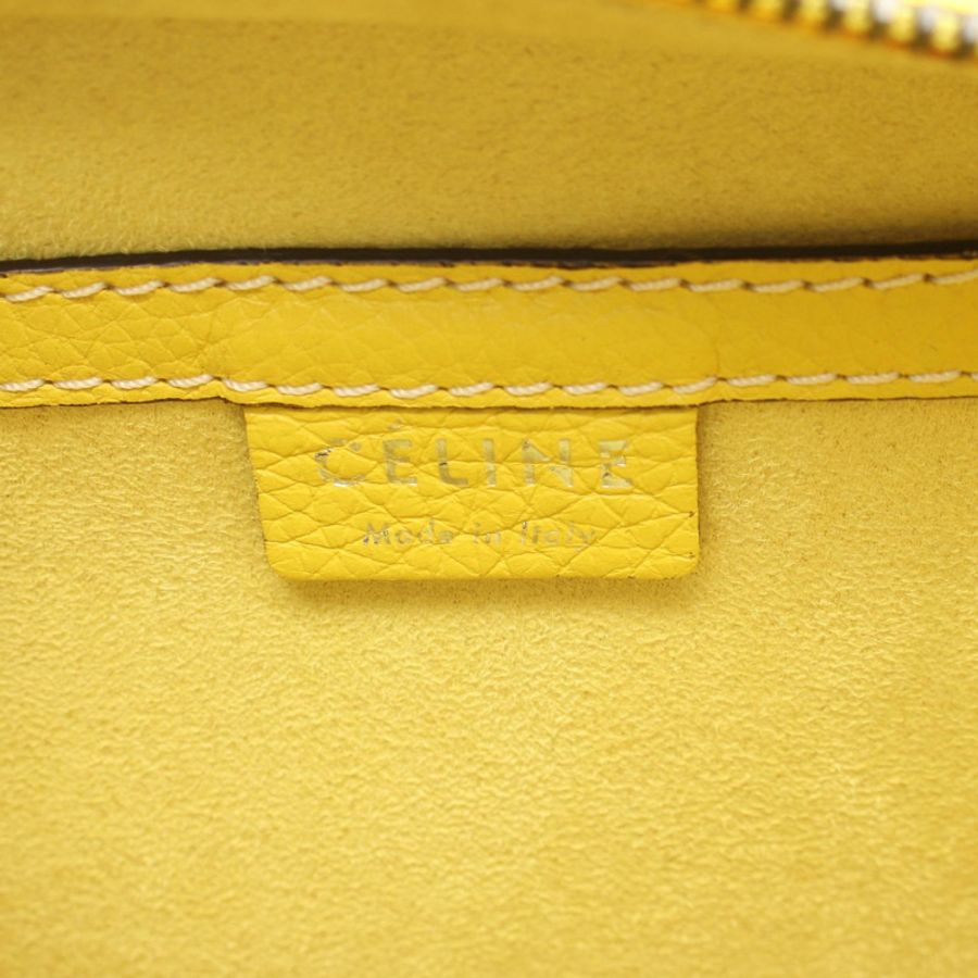 CELINE Luggage Nano Shopper 2WAY 手提包 168243 皮革 黃色 二手 女士-3