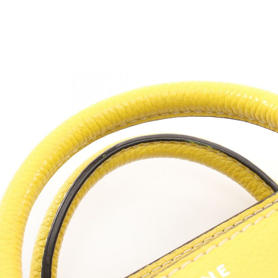 CELINE Luggage Nano Shopper 2WAY 手提包 168243 皮革 黃色 二手 女士-5