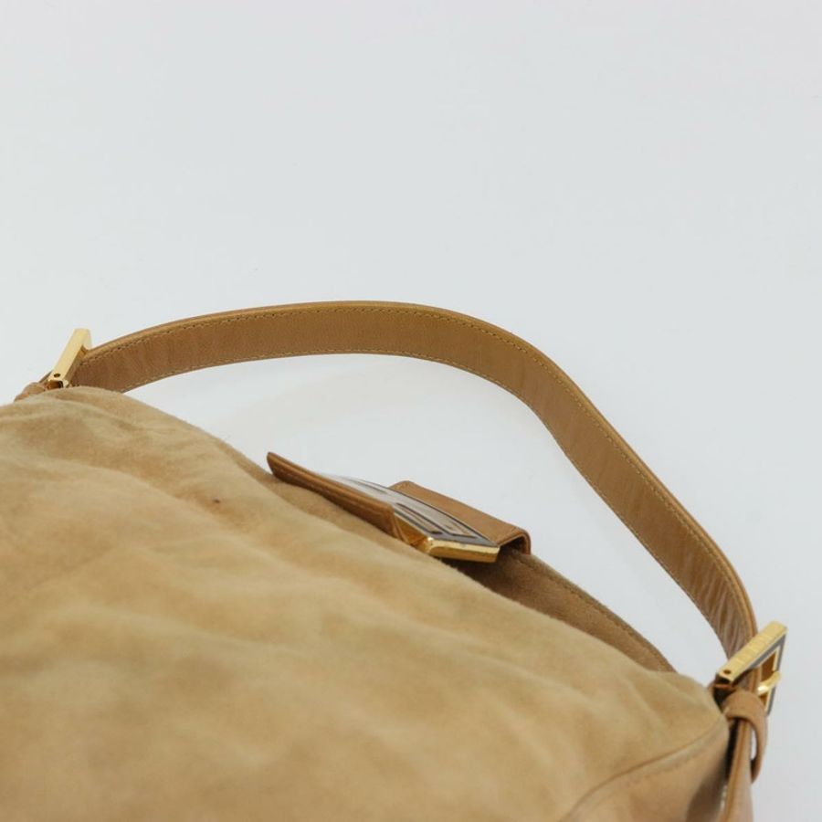【日本直送】FENDI Mamma Baguette 肩背包 麂皮 米色 金色 正品 182637SAM-7