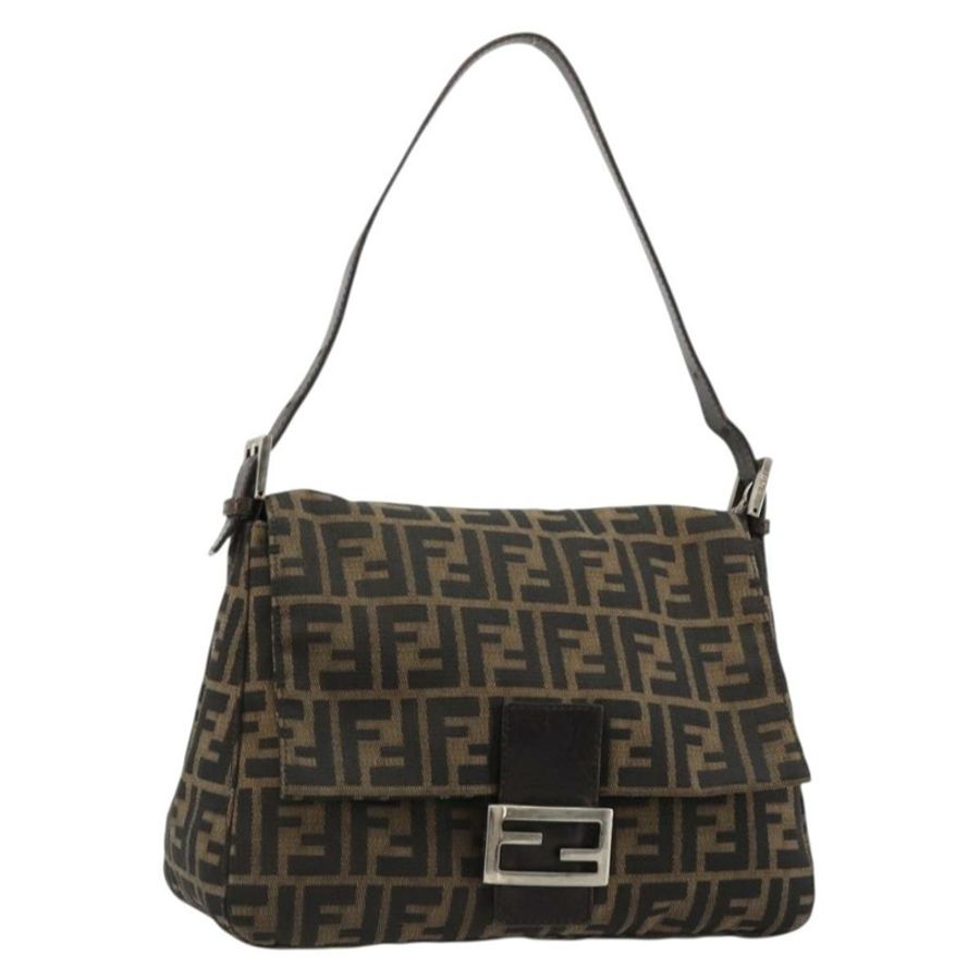 【日本直送】FENDI Zucca帆布Mamma Baguette單肩包 棕色/黑色 正品 180861A-0