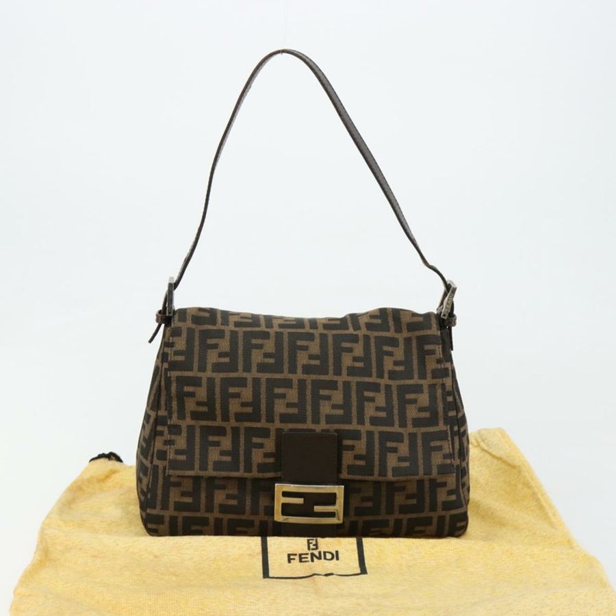 【日本直送】FENDI Zucca帆布Mamma Baguette單肩包 棕色/黑色 正品 180861A-11