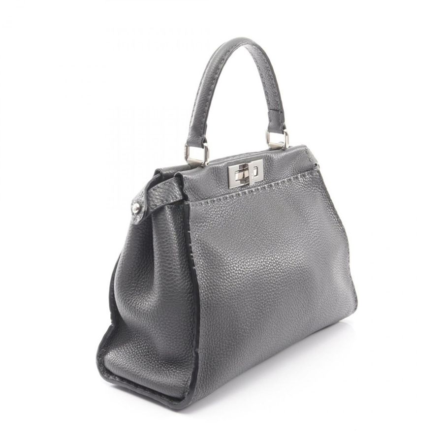 FENDI Peekaboo Regular 2WAY 手提包 8BN290 皮革 灰色 二手 女士-1