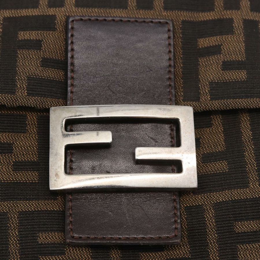 【日本直送】FENDI Zucca帆布Mamma Baguette單肩包 黑色 棕色 銀色 正品 am11783V-17