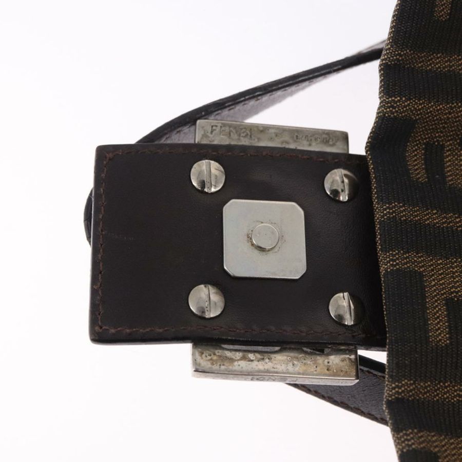 【日本直送】FENDI Zucca帆布Mamma Baguette單肩包 黑色 棕色 銀色 正品 am11783V-18