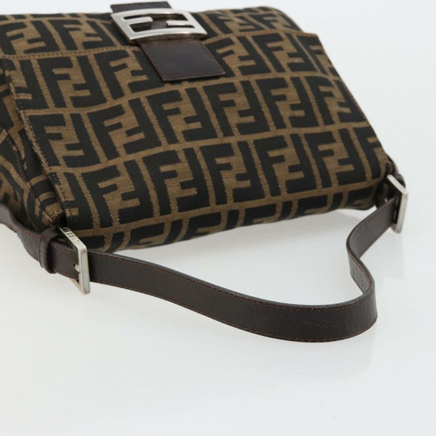 【日本直送】FENDI Zucca帆布Mamma Baguette單肩包 黑色棕色 正品 182590M-6
