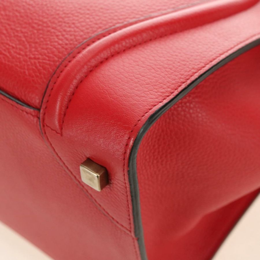 【日本直送】CELINE Luggage Mini Shopper 手提包 皮革 紅色 金色 正品 ep14631M-15