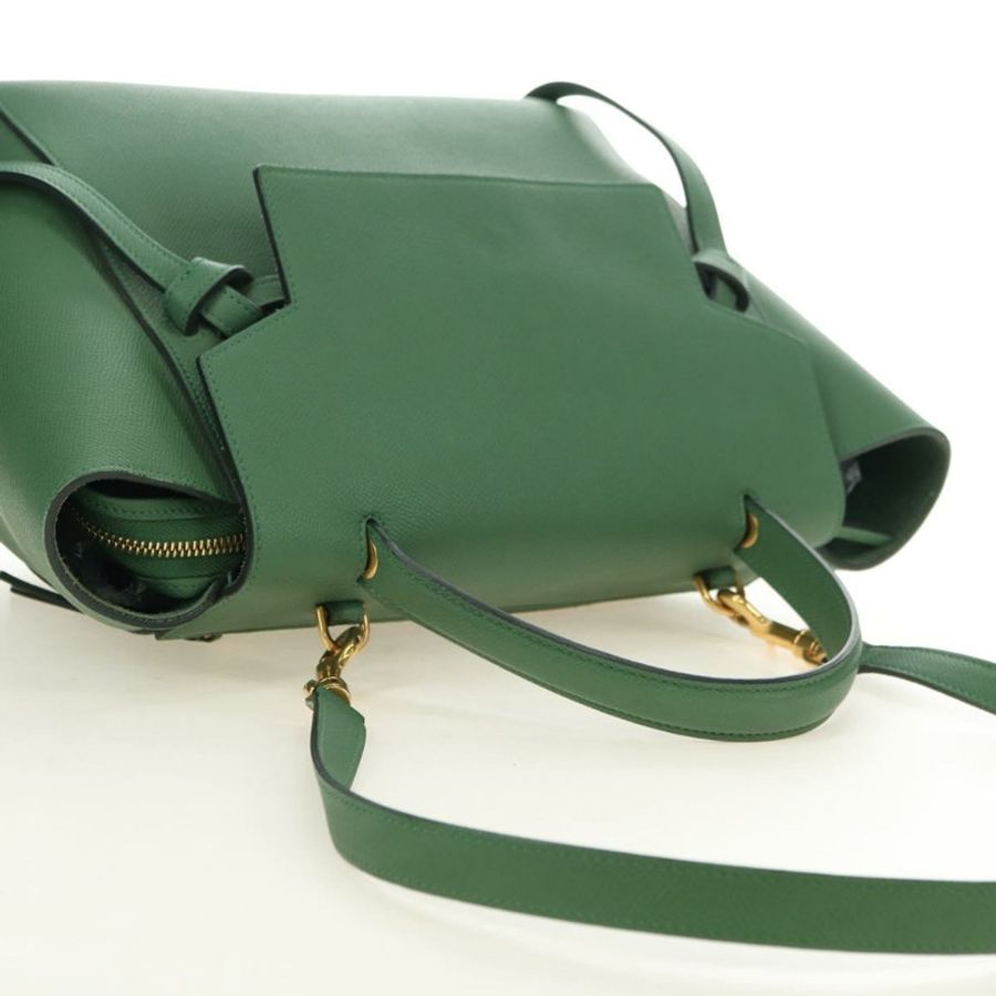 【日本直送】CELINE 迷你 Belt 手提包 皮革 2way 綠金 正品 182924M-5