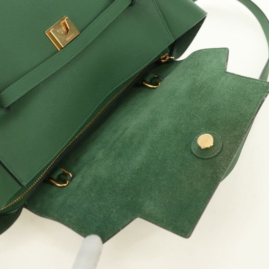 【日本直送】CELINE 迷你 Belt 手提包 皮革 2way 綠金 正品 182924M-8