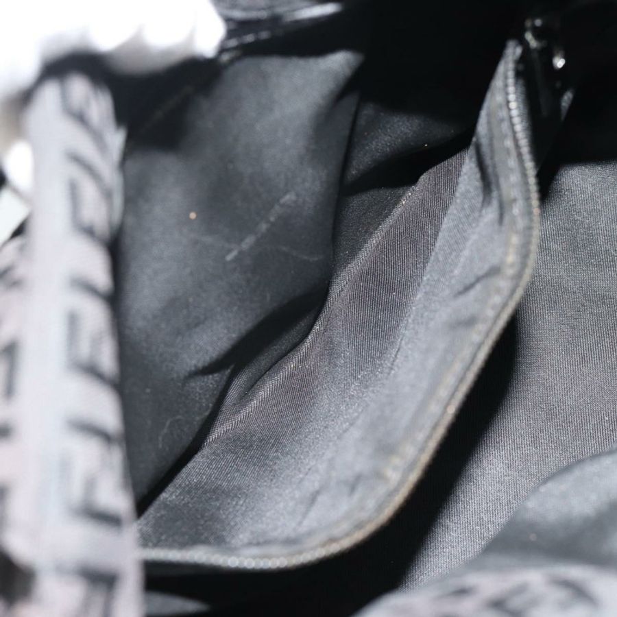 【日本直送】FENDI Zucchino帆布Mamma Baguette手袋 黑色 銀色 正品 183656A-20