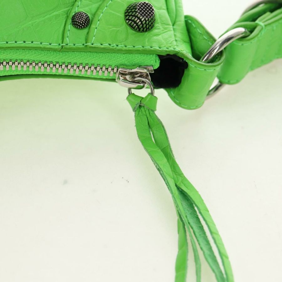 【日本直送】BALENCIAGA LE CAGOLE XS 手提包，綠色皮革，貨號 671309，正品編號 183647SAM-8