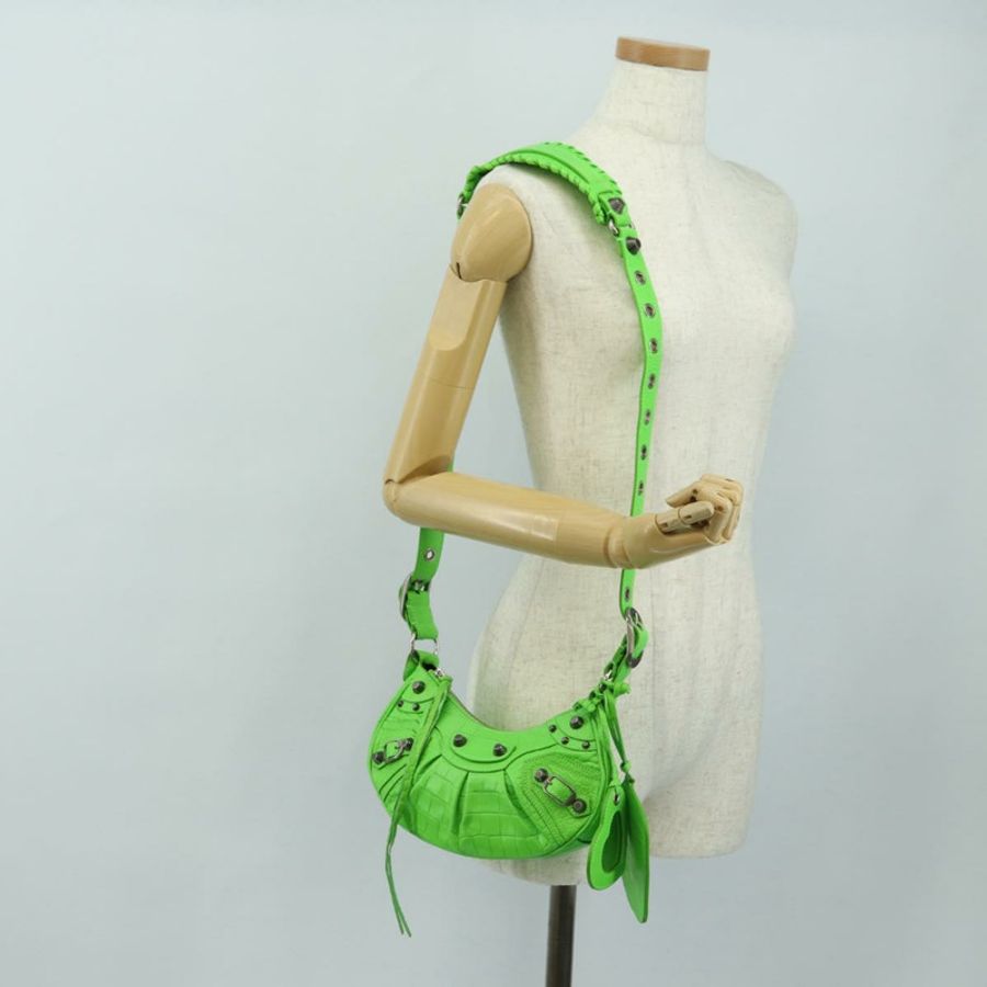 【日本直送】BALENCIAGA LE CAGOLE XS 手提包，綠色皮革，貨號 671309，正品編號 183647SAM-24