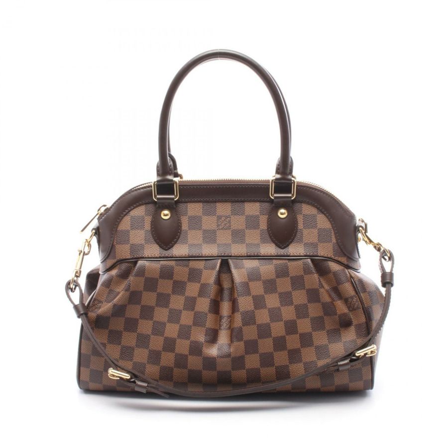 路易威登 Trevi PM Damier Ebene 2WAY 手提包 N51997 PVC塗層帆布皮革棕色二手女士-0