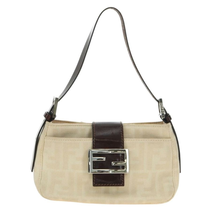 【日本直送】FENDI Zucca帆布Mamma Baguette單肩包 白色銀色 正品 ka4640M-12