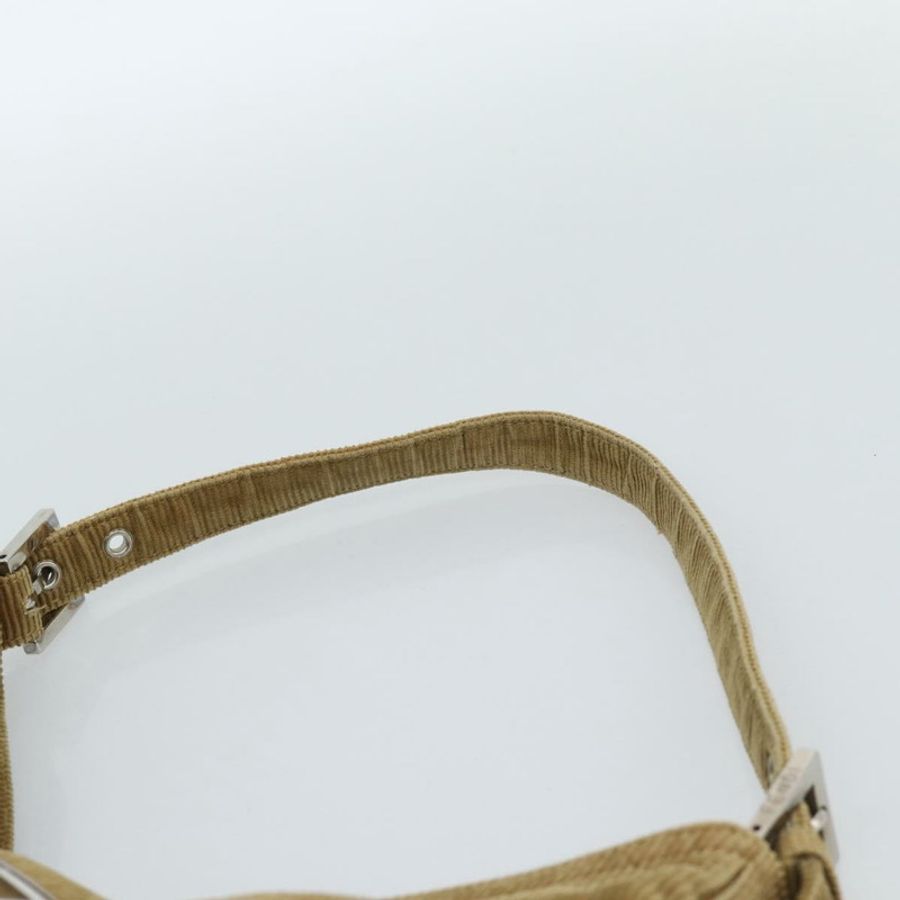 【日本直送】FENDI Mamma Baguette 單肩包 燈芯絨 棕色 銀色 正品 184550V-7