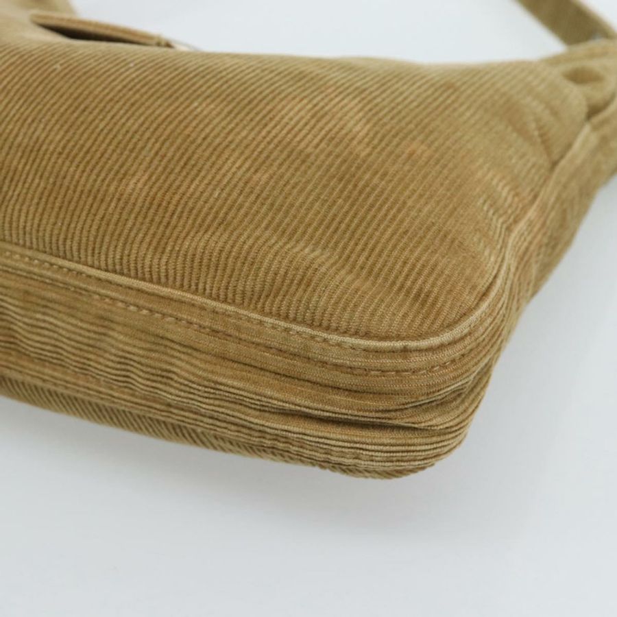 【日本直送】FENDI Mamma Baguette 單肩包 燈芯絨 棕色 銀色 正品 184550V-8