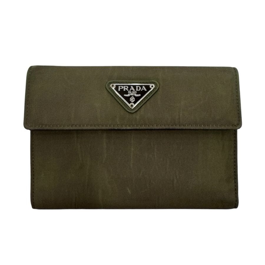 【赫蒂國際精品】Prada Tessuto 軍綠色尼龍錢包 vintage 二手 中古 短夾-4