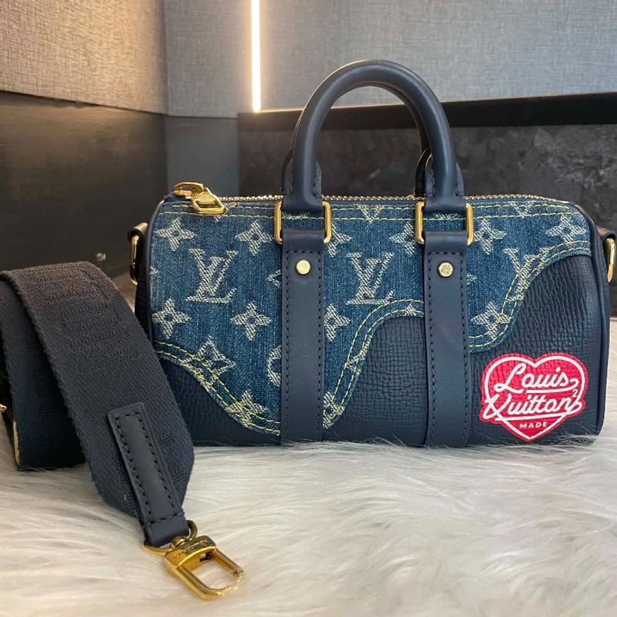 LV NIGO聯名款 單寧拼接牛皮 Keppall XS 兩用包-0