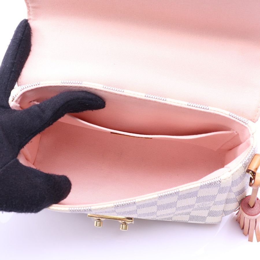 白色 棋盤格帆布 Croisette 兩用包【LOUIS VUITTON LV 路易威登】 N41581-2
