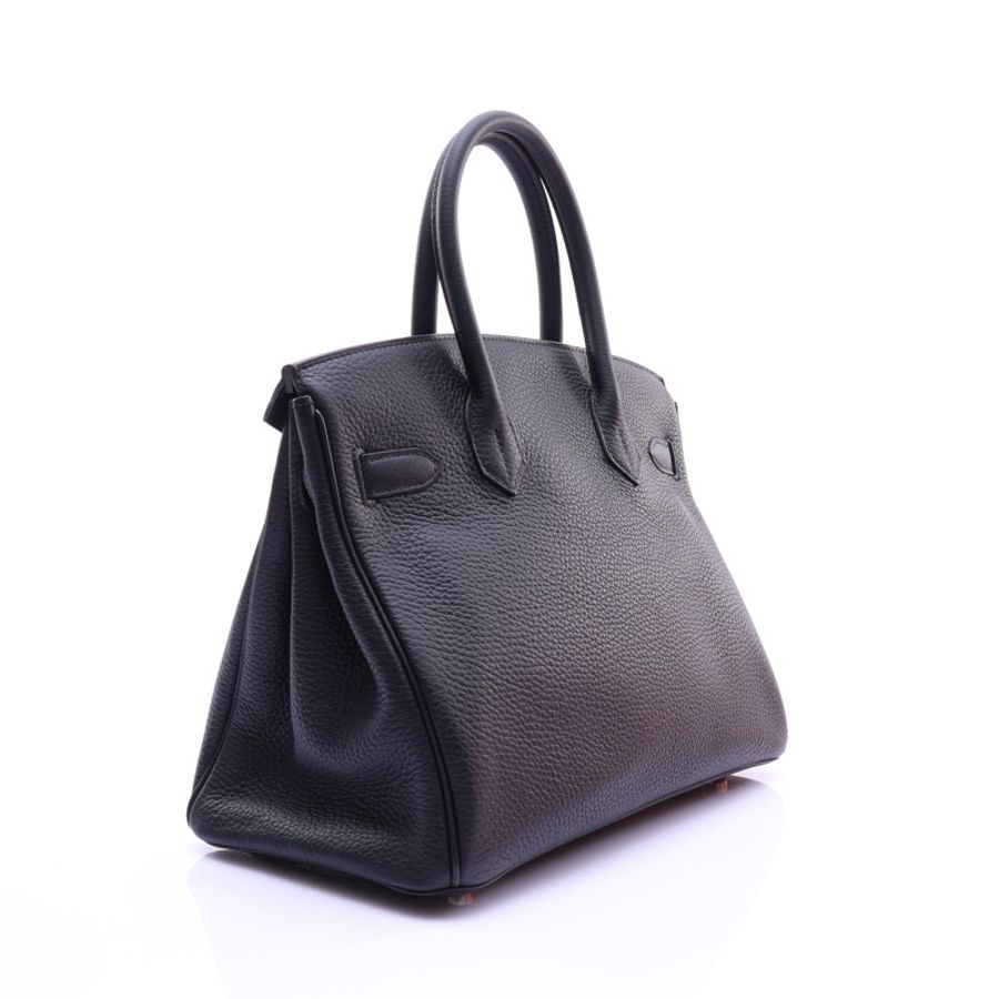 黑色 TOGO牛皮 Birkin 30 手提包 X刻 銀扣【HERMES 愛馬仕】-1