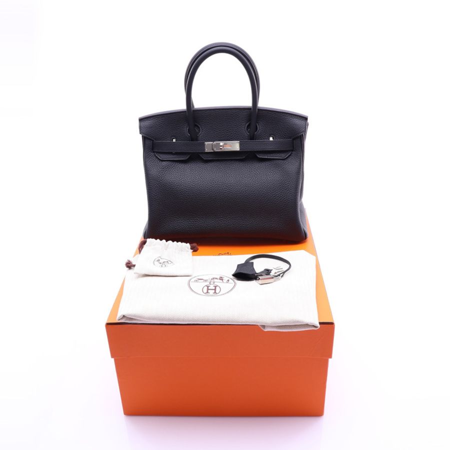 黑色 TOGO牛皮 Birkin 30 手提包 X刻 銀扣【HERMES 愛馬仕】-7