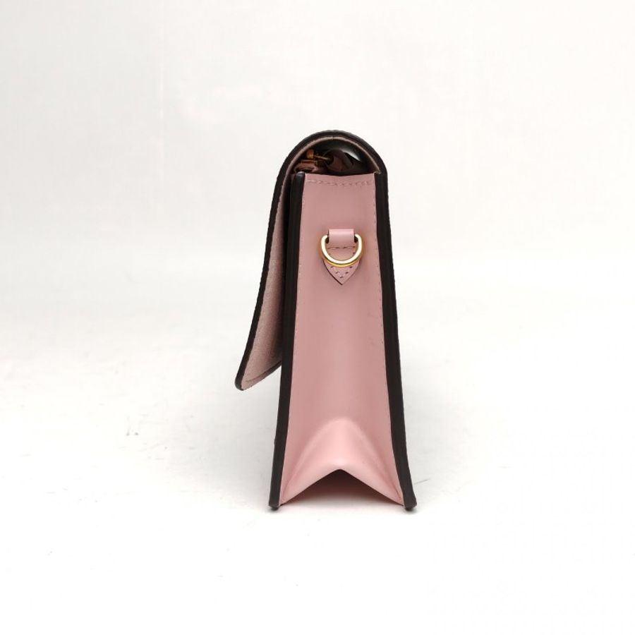 LOUIS VUITTON FLORE花朵扣鏈條WOC粉色牛皮/PVC晶片肩背包-1