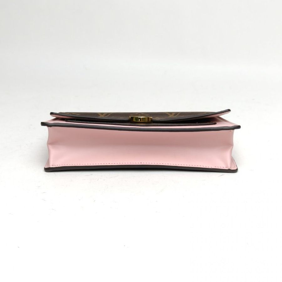 LOUIS VUITTON FLORE花朵扣鏈條WOC粉色牛皮/PVC晶片肩背包-3