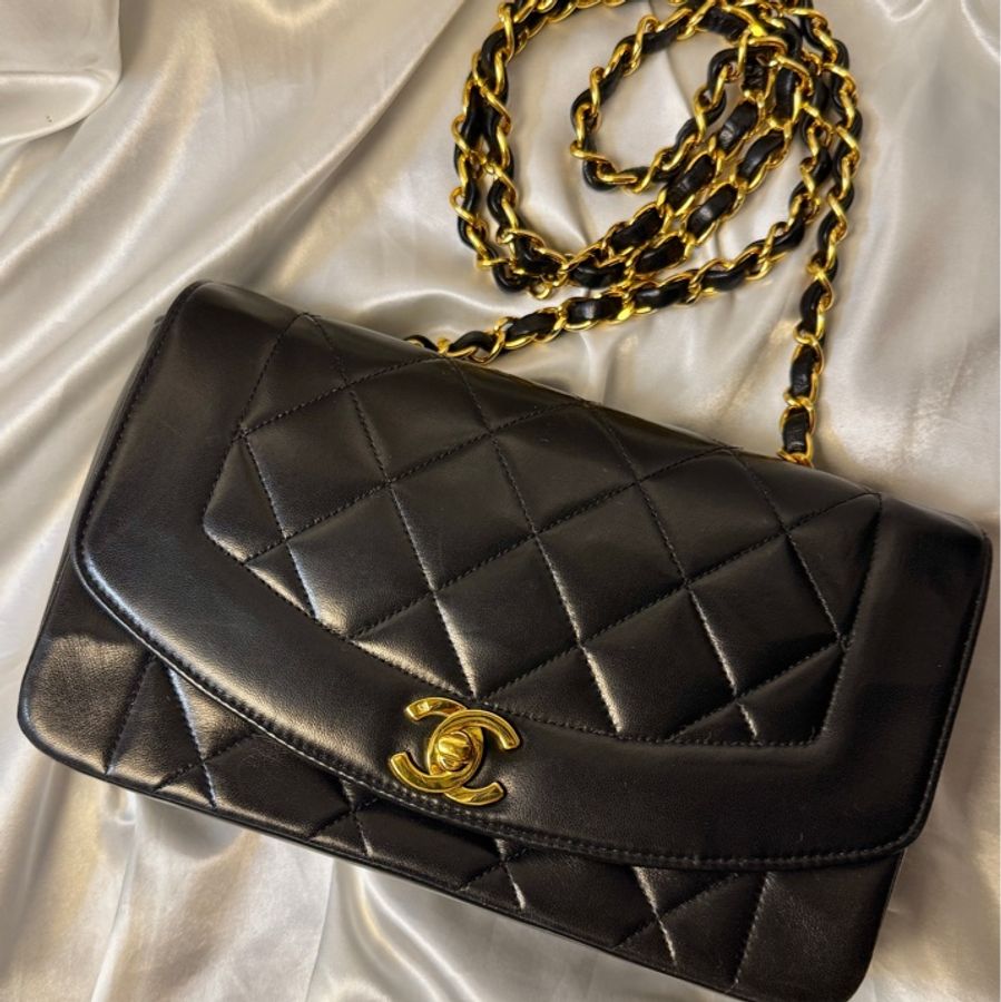 Chanel Diana 25cm 羊皮中號全套-6