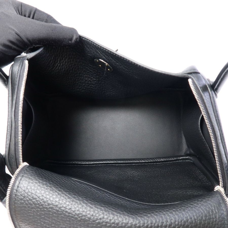 HERMES Clemence皮革Lindy 26手挽肩背兩用袋Noir-4