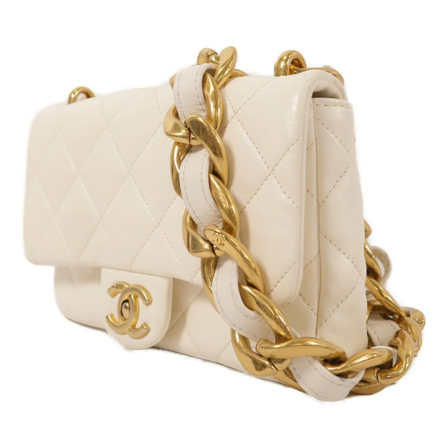 CHANEL 羊皮皮革23P Small Chunky Chain Flap Bag鏈帶肩背袋-2