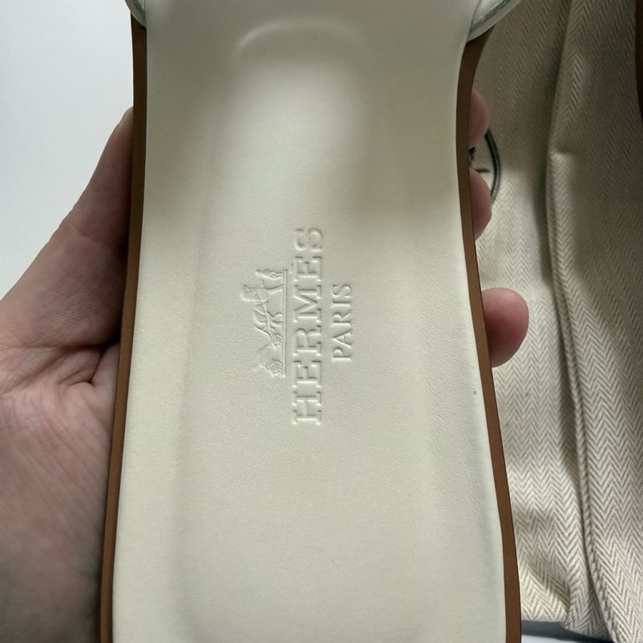 Hermes Oran 拖鞋 白色 37號-4