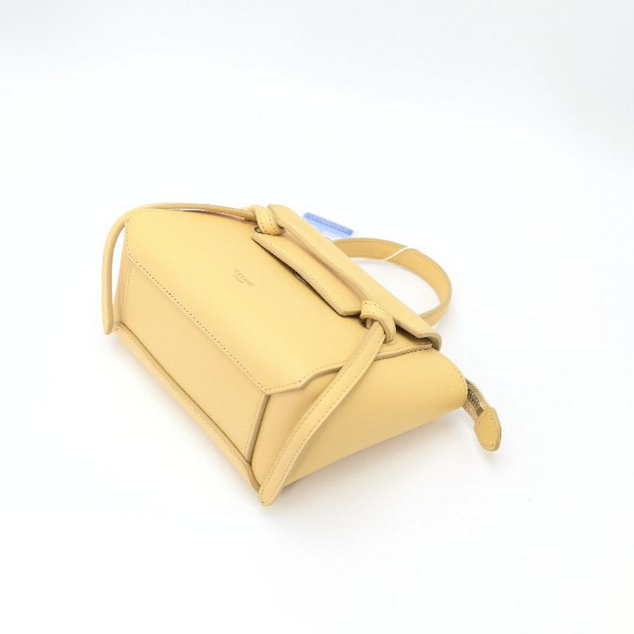 CELINE/賽琳黃色金扣鯰魚nano手提单肩斜挎包-5