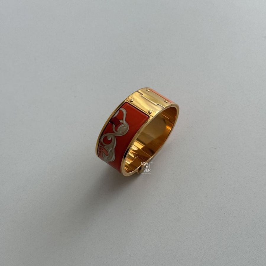 98新🆕 Hermès 愛馬仕 橘色珐瑯手環-1