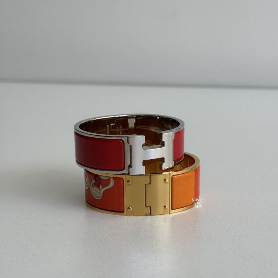 98新🆕 Hermès 愛馬仕 橘色珐瑯手環-4