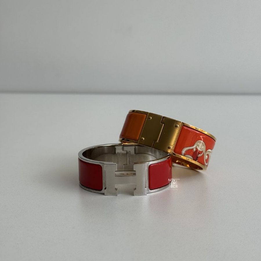 98新🆕 Hermès 愛馬仕 橘色珐瑯手環-5