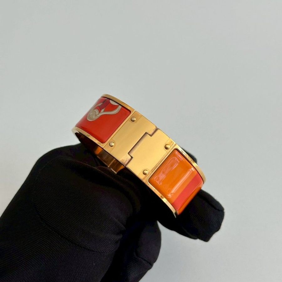 98新🆕 Hermès 愛馬仕 橘色珐瑯手環-9