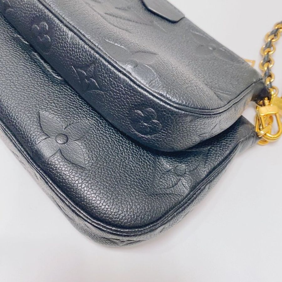 LV multi pochette黑金牛皮壓花 四合一鏈條包肩背斜背包 25×14.5×4.5cm 98新配件塵袋-2