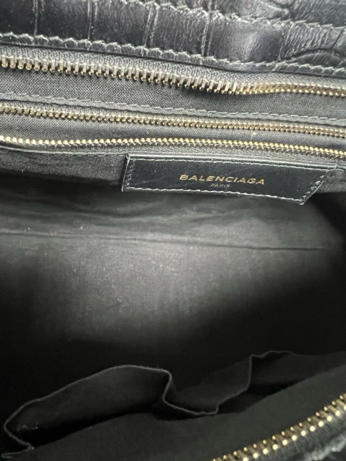 Balenciaga 巴黎世家黑色鰐魚壓紋機車中號city-6