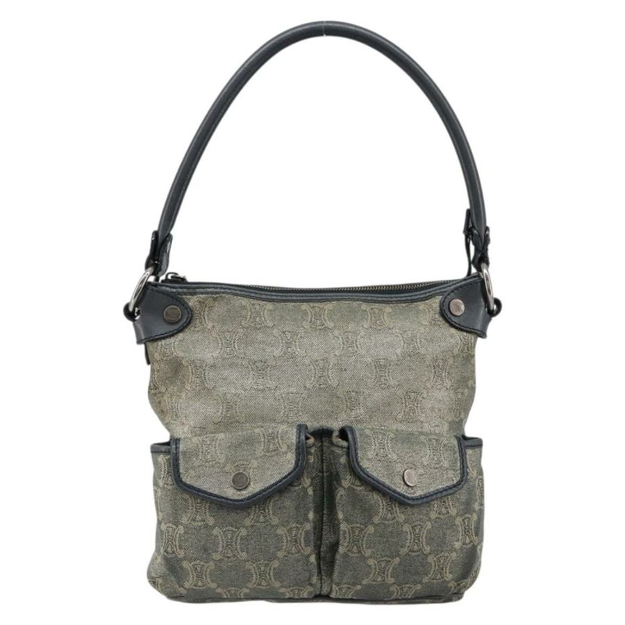 【日本直送】CELINE Paris Macadam帆布單肩包 牛仔灰 銀色 正品 182647A-12