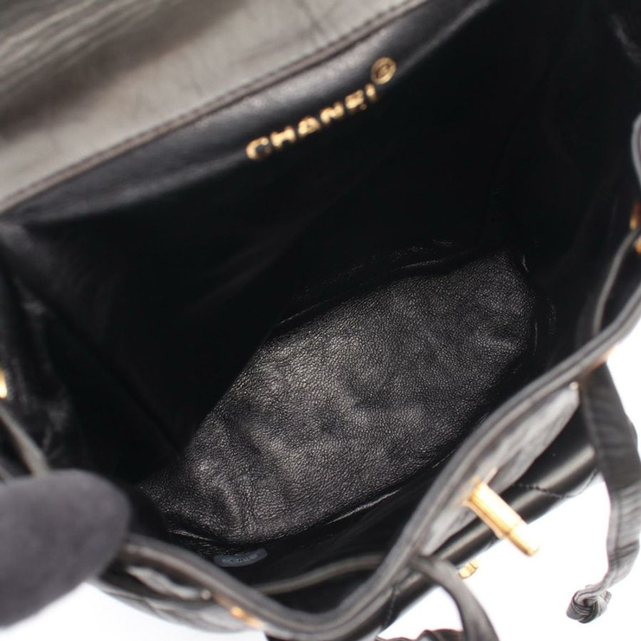 香奈兒 (CHANEL) Matelasse Turn Lock Chain Rucksack Backpack A04194 皮革黑色金色五金二手-2