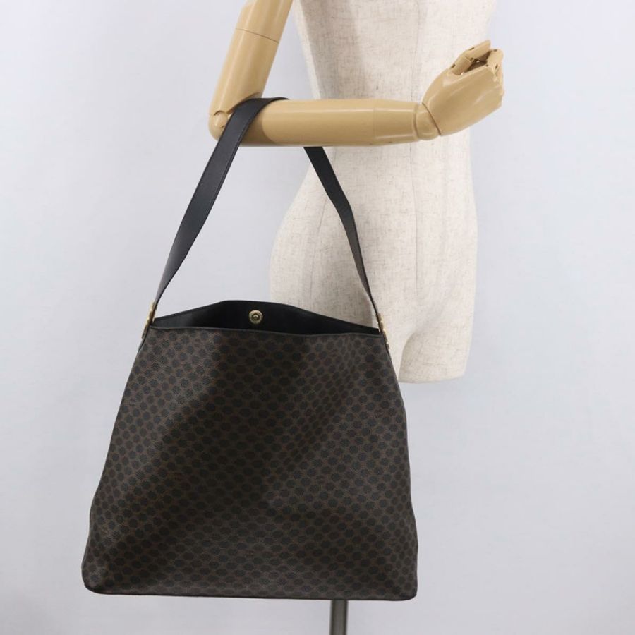 【日本直送】CELINE Macadam帆布圓形肩背包 PVC皮革 黑色 金色 正品 183048V-22