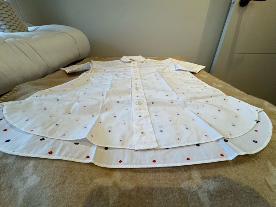 LV Louis Vuitton Monogram 微滿版短袖襯衫（白色）-4