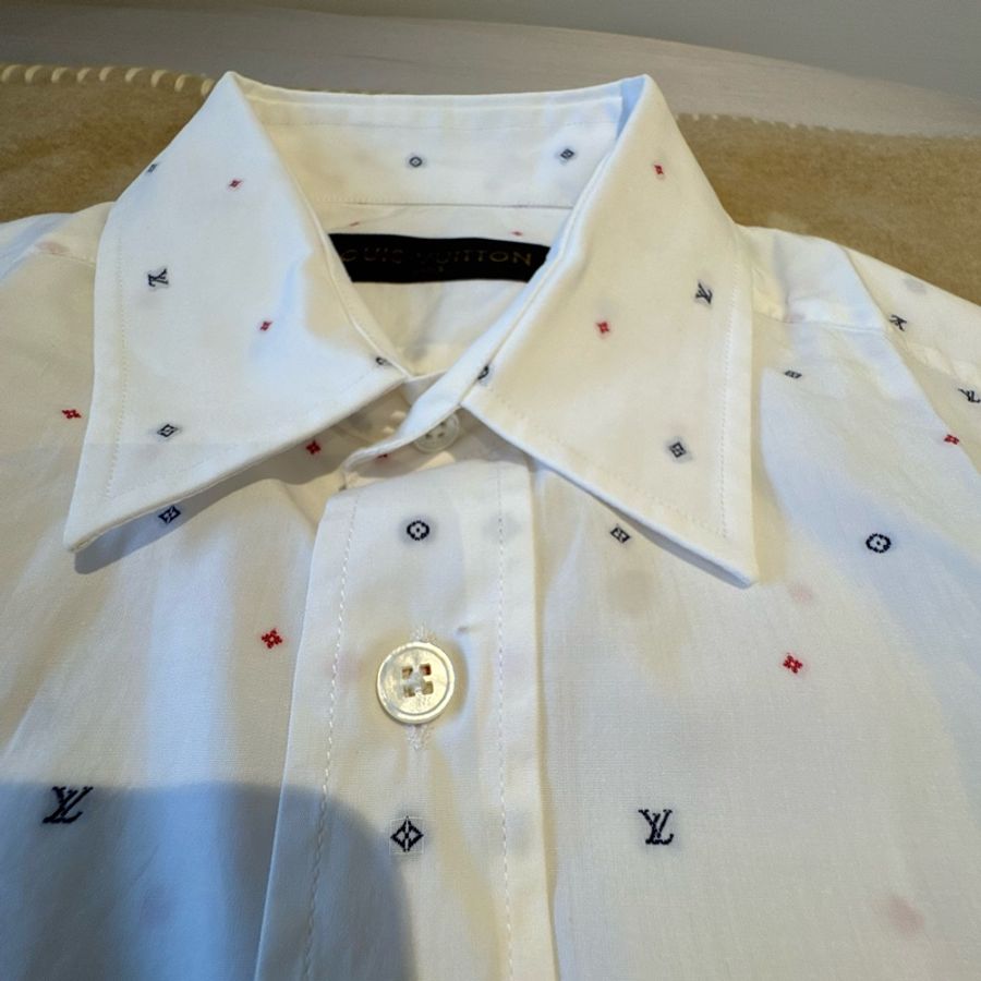 LV Louis Vuitton Monogram 微滿版短袖襯衫（白色）-15