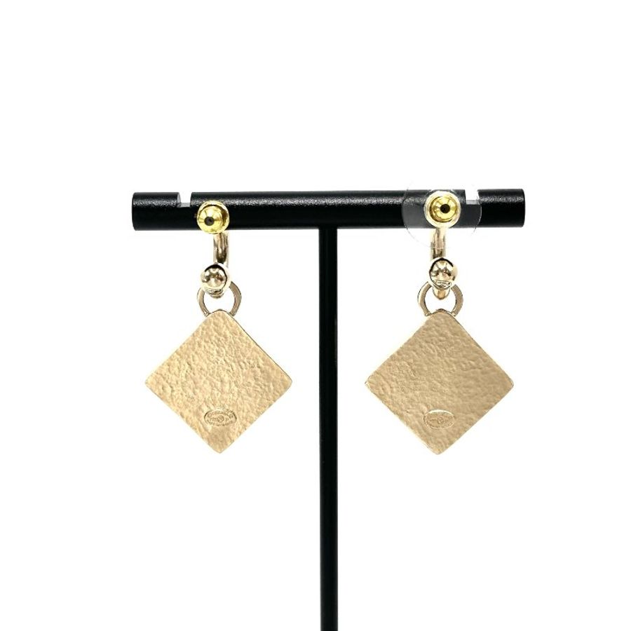 CHANEL/香奈兒22P黑色方形水鑽吊墜耳釘-3