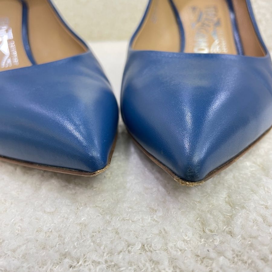 FERRAGAMO/菲拉格慕藍色尖頭高跟鞋 38碼-7
